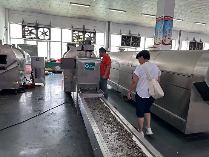 貴州客戶來(lái)許昌智工考察訂購(gòu)流水線炒瓜子設(shè)備