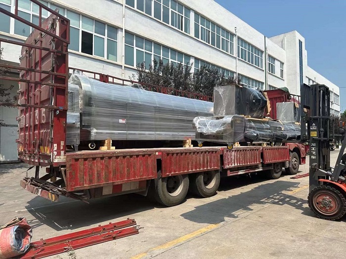 山東青島客戶定制的八米電磁流水線炒腰果設(shè)備發(fā)貨