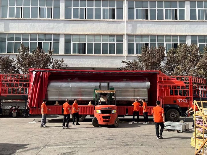 許昌智工八米電磁流水線炒腰果設備裝車發(fā)貨